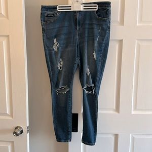 Distressed skinny jeans. Super stretchy and comfy